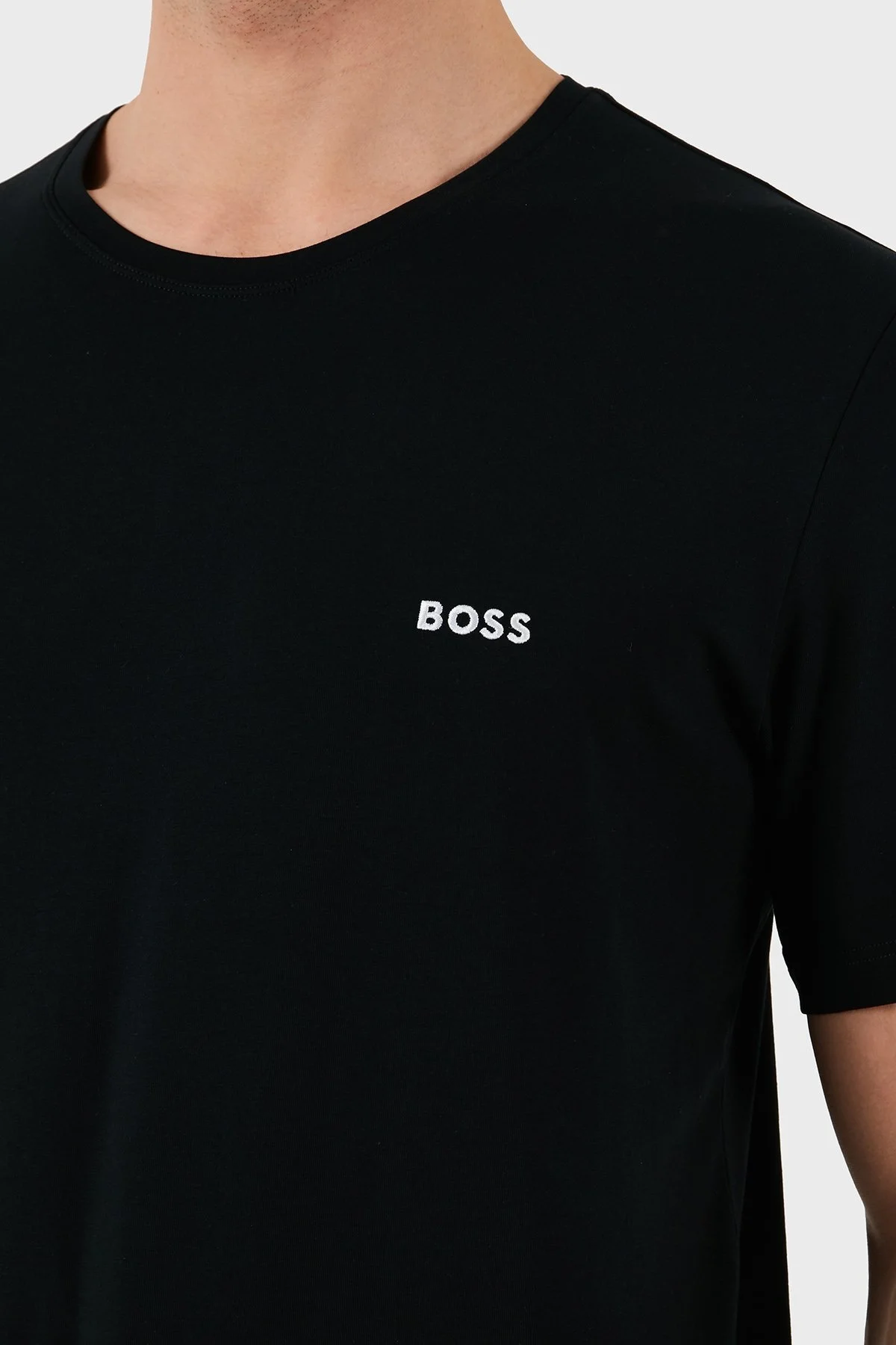 Boss Pamuklu Regular Fit Bisiklet Yaka Logolu Erkek T Shirt 50515312 006 SİYAH - 7