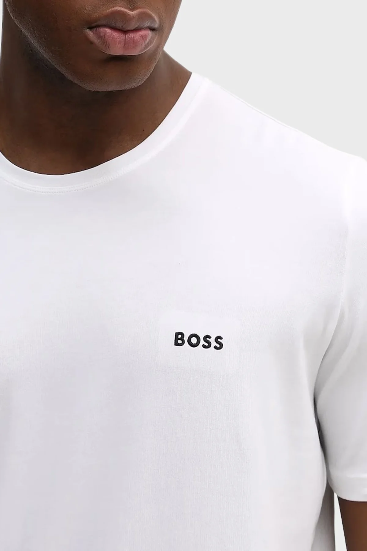 Boss Pamuklu Regular Fit Bisiklet Yaka Logolu Erkek T Shirt 50515312 100 BEYAZ - 4
