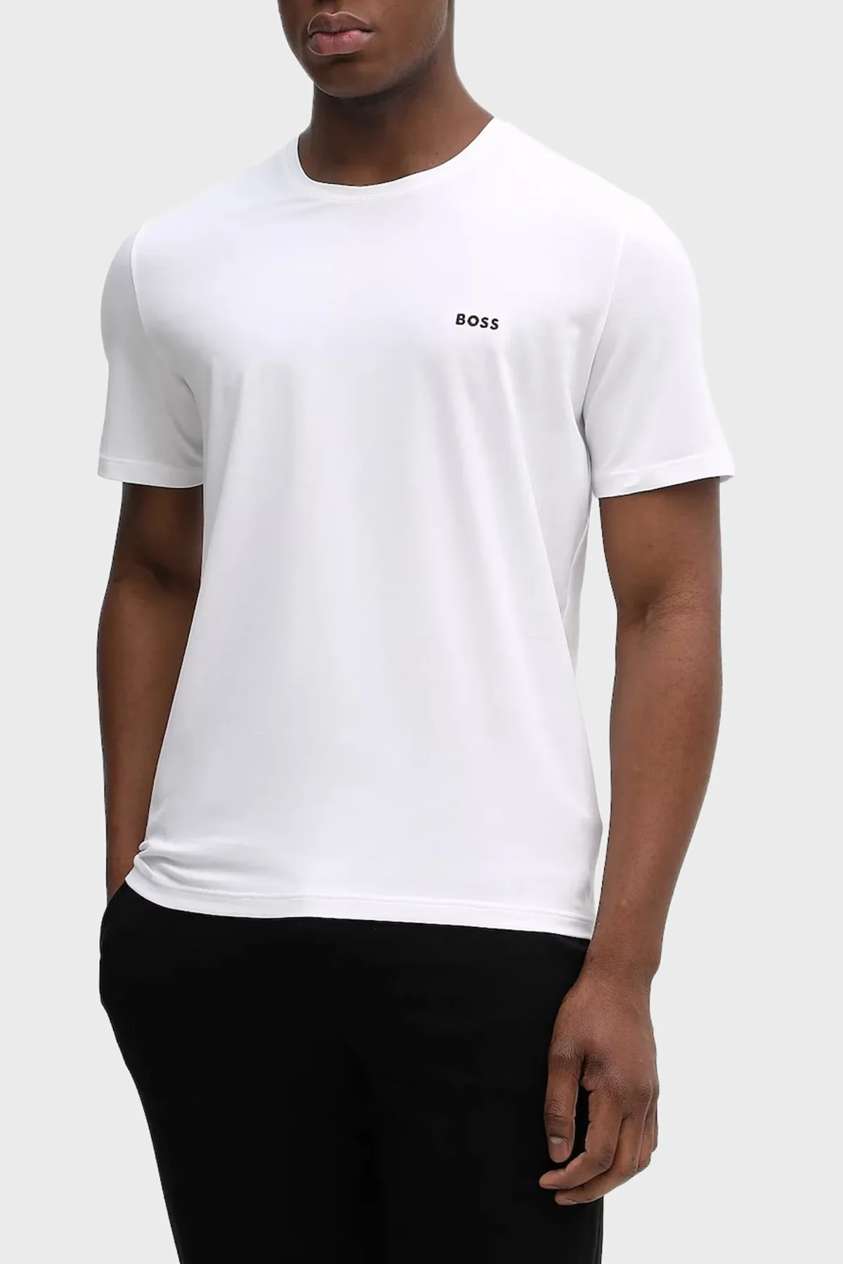 Boss Pamuklu Regular Fit Bisiklet Yaka Logolu Erkek T Shirt 50515312 100 BEYAZ - 1