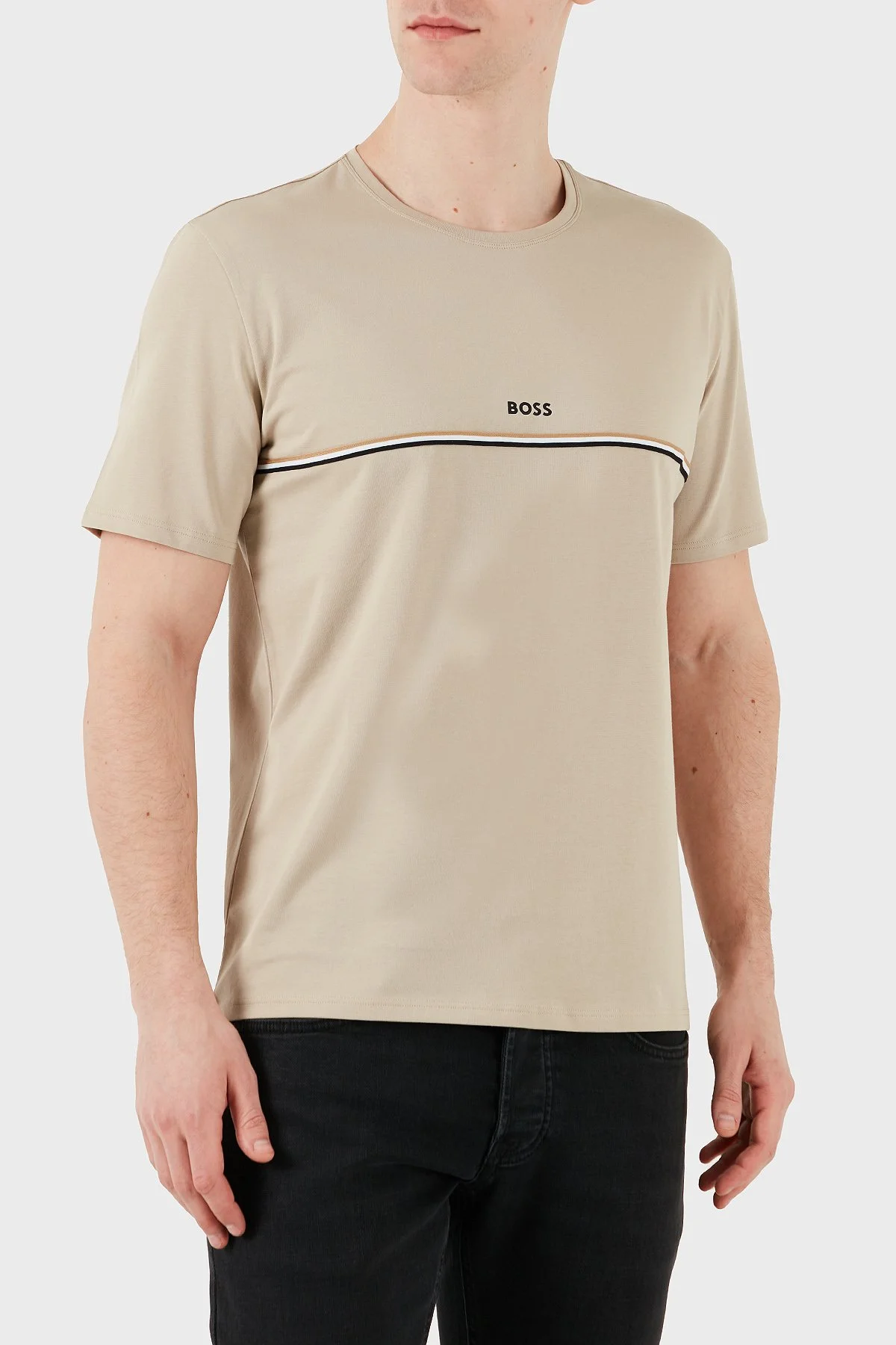 Boss Pamuklu Regular Fit Bisiklet Yaka Logolu Erkek T Shirt 50515395 276 BEJ - 2