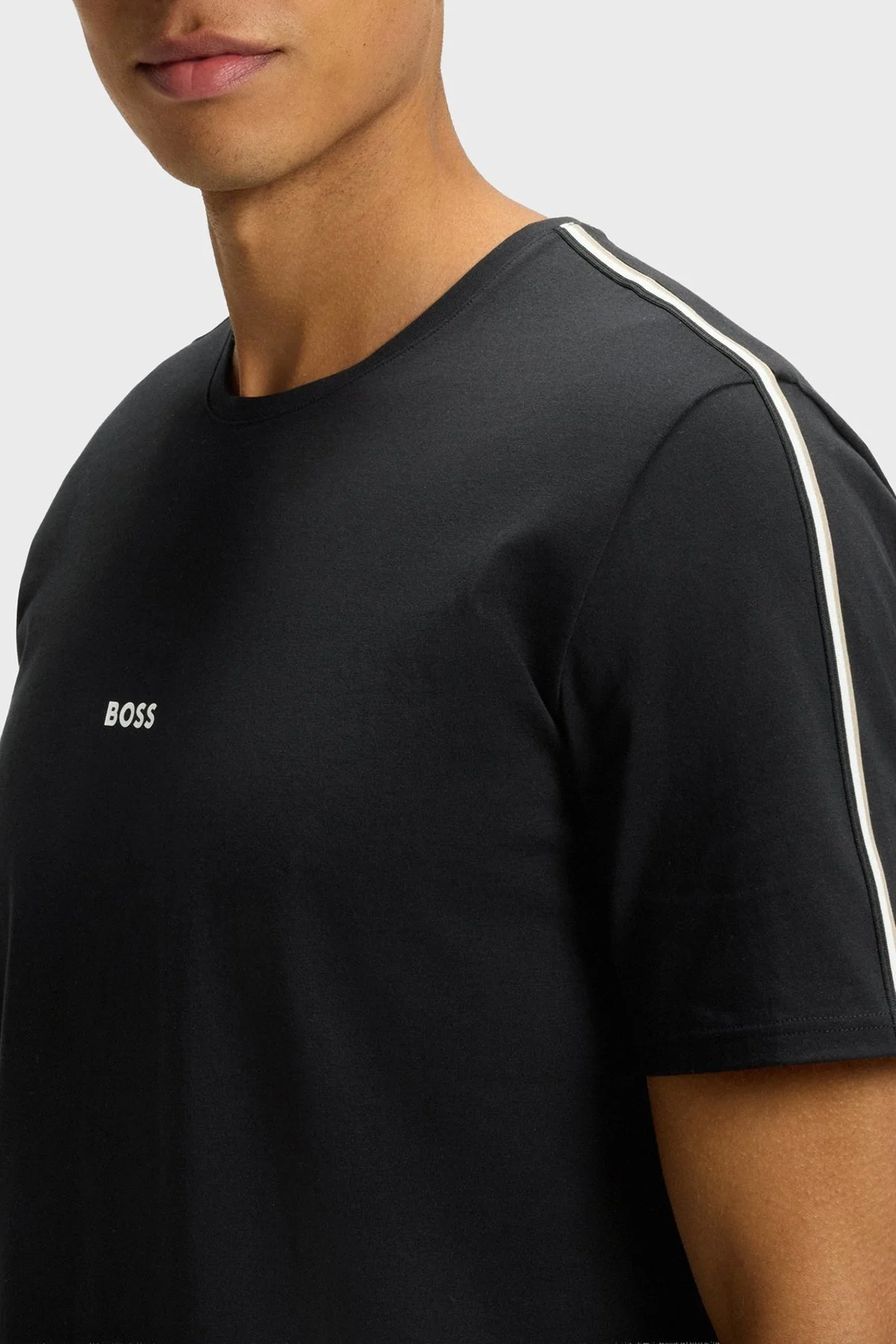 Boss Pamuklu Regular Fit Bisiklet Yaka Logolu Erkek T Shirt 50545930 001 SİYAH - 4