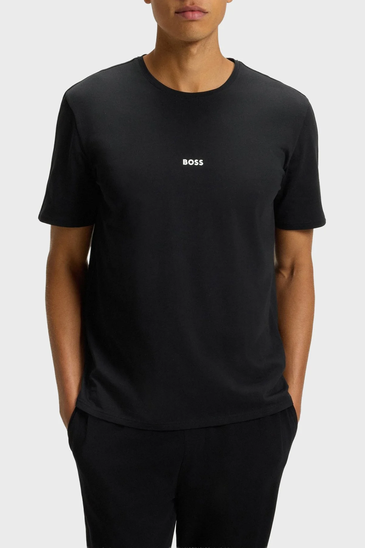 Boss Pamuklu Regular Fit Bisiklet Yaka Logolu Erkek T Shirt 50545930 001 SİYAH - 1