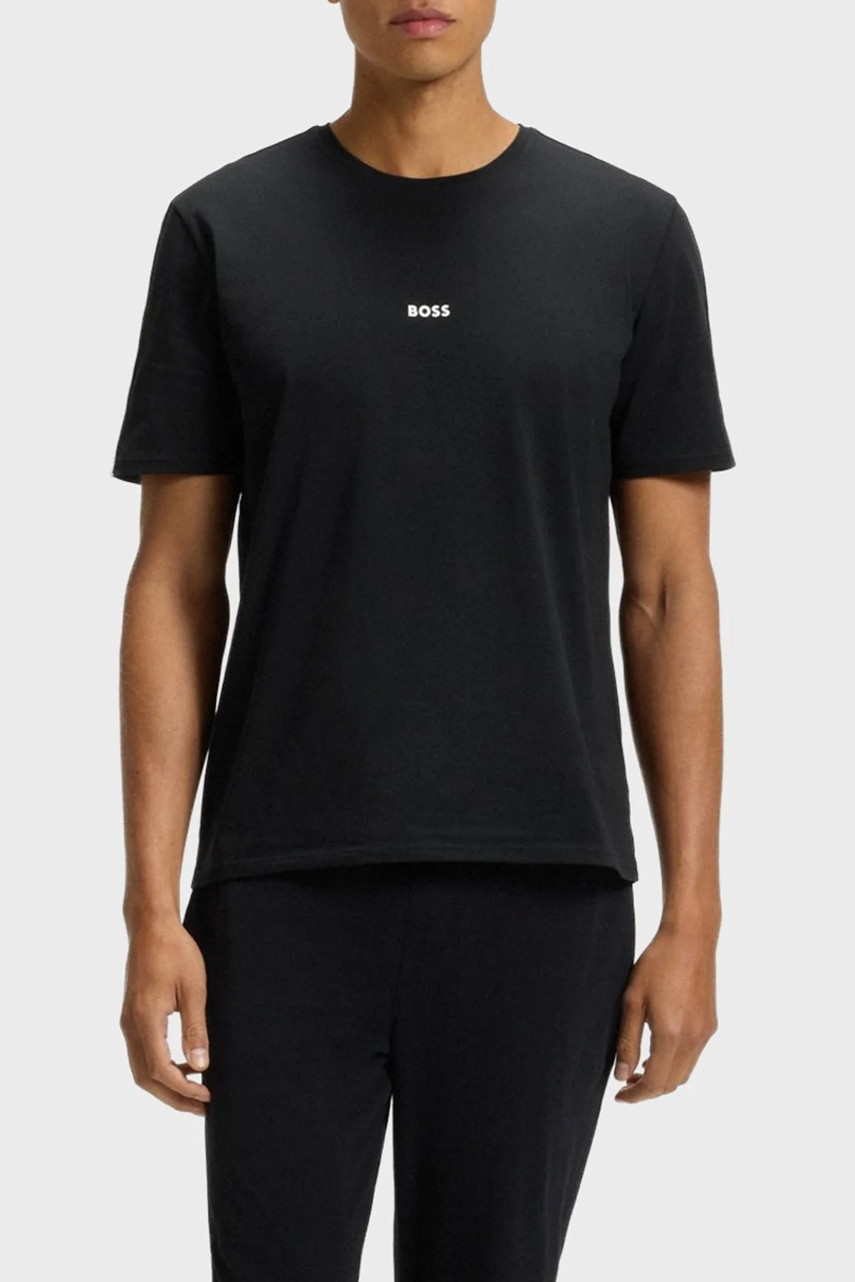 Boss Pamuklu Regular Fit Bisiklet Yaka Logolu Erkek T Shirt 50545930 001 SİYAH - 2