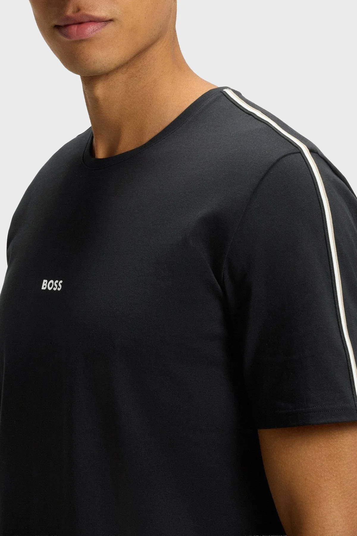 Boss Pamuklu Regular Fit Bisiklet Yaka Logolu Erkek T Shirt 50545930 001 SİYAH - 4