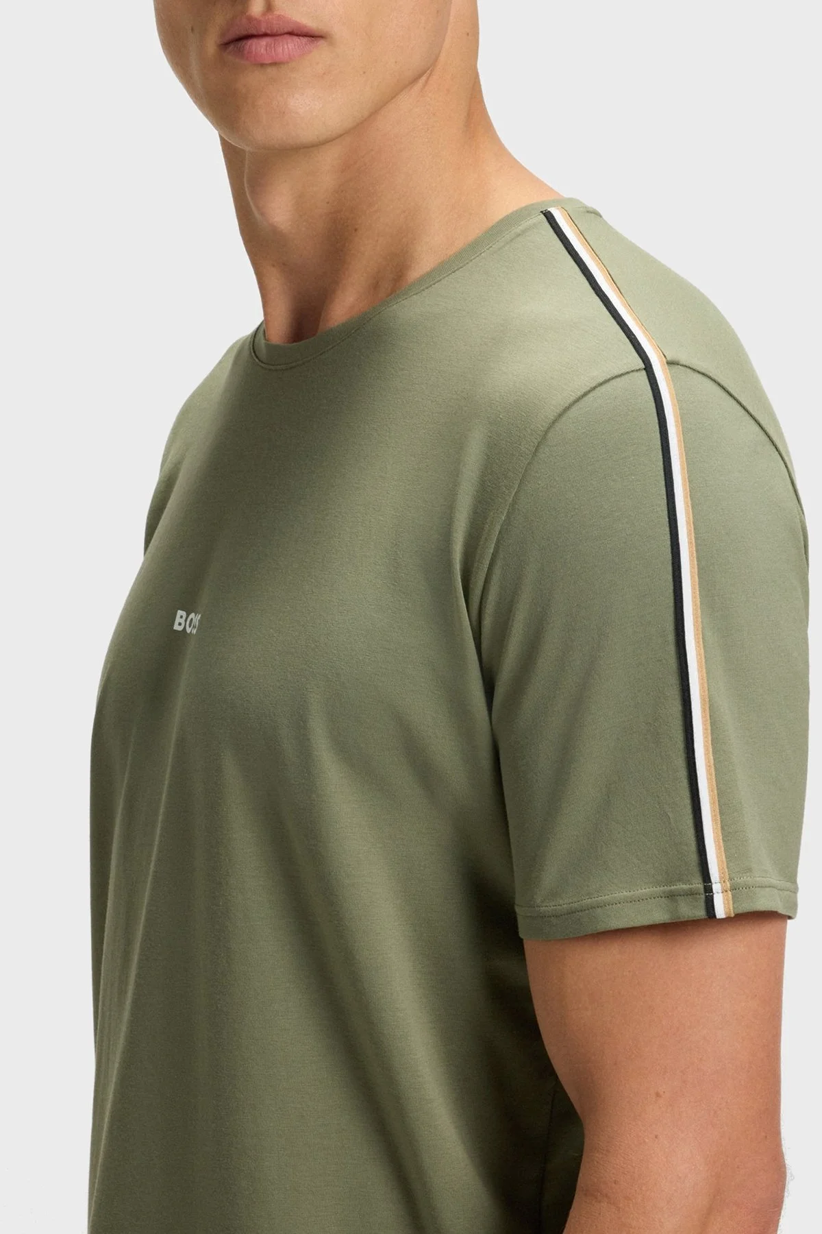 Boss Pamuklu Regular Fit Bisiklet Yaka Logolu Erkek T Shirt 50545930 349 HAKİ - 4