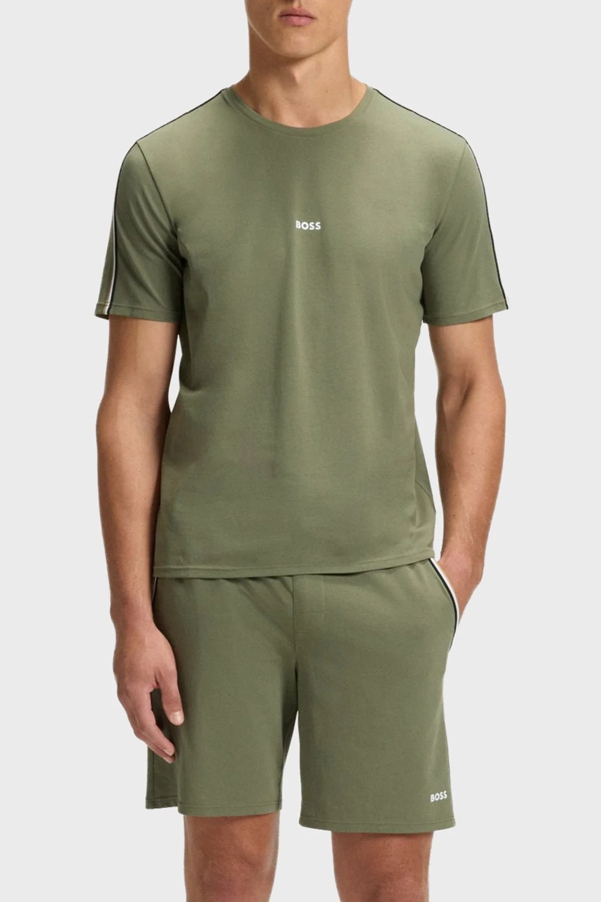 Boss Pamuklu Regular Fit Bisiklet Yaka Logolu Erkek T Shirt 50545930 349 HAKİ - 2