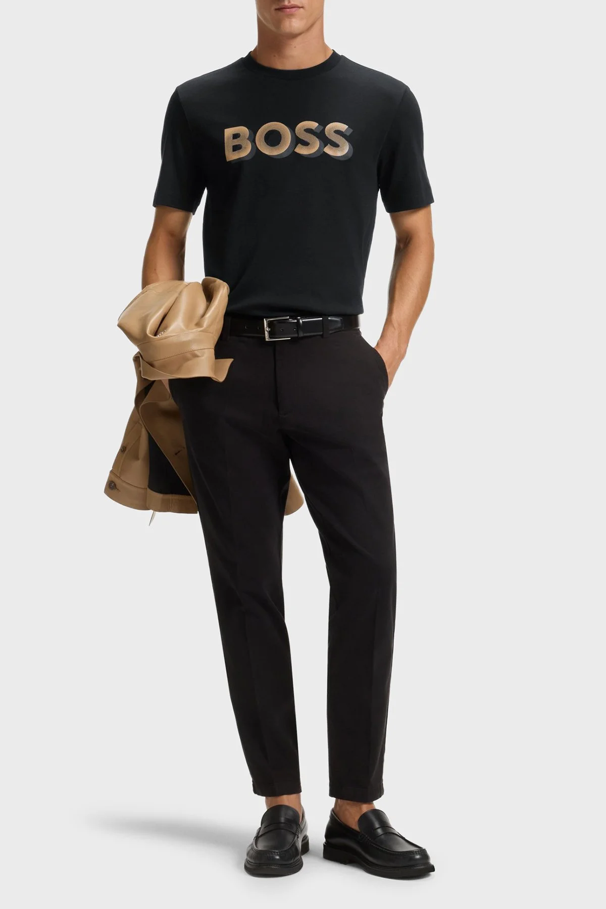 Boss Pamuklu Regular Fit Bisiklet Yaka Logolu Erkek T Shirt 50551902 001 SİYAH - 2