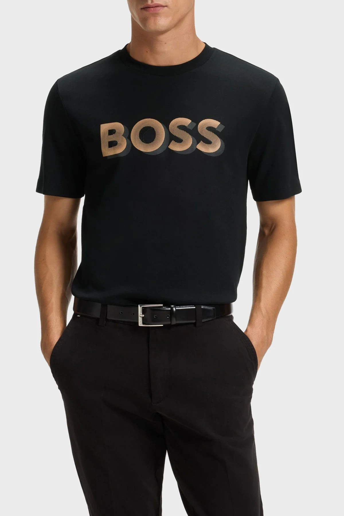 Boss Pamuklu Regular Fit Bisiklet Yaka Logolu Erkek T Shirt 50551902 001 SİYAH - 1