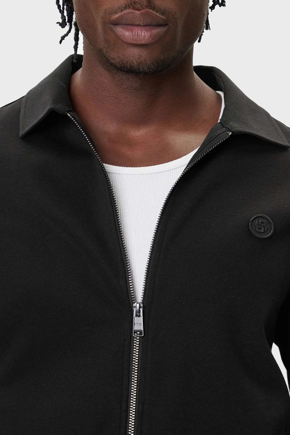 Boss Pamuklu Regular Fit Ceket Yaka Logolu Fermuarlı Erkek Sweat 50556971 002 SİYAH - 4