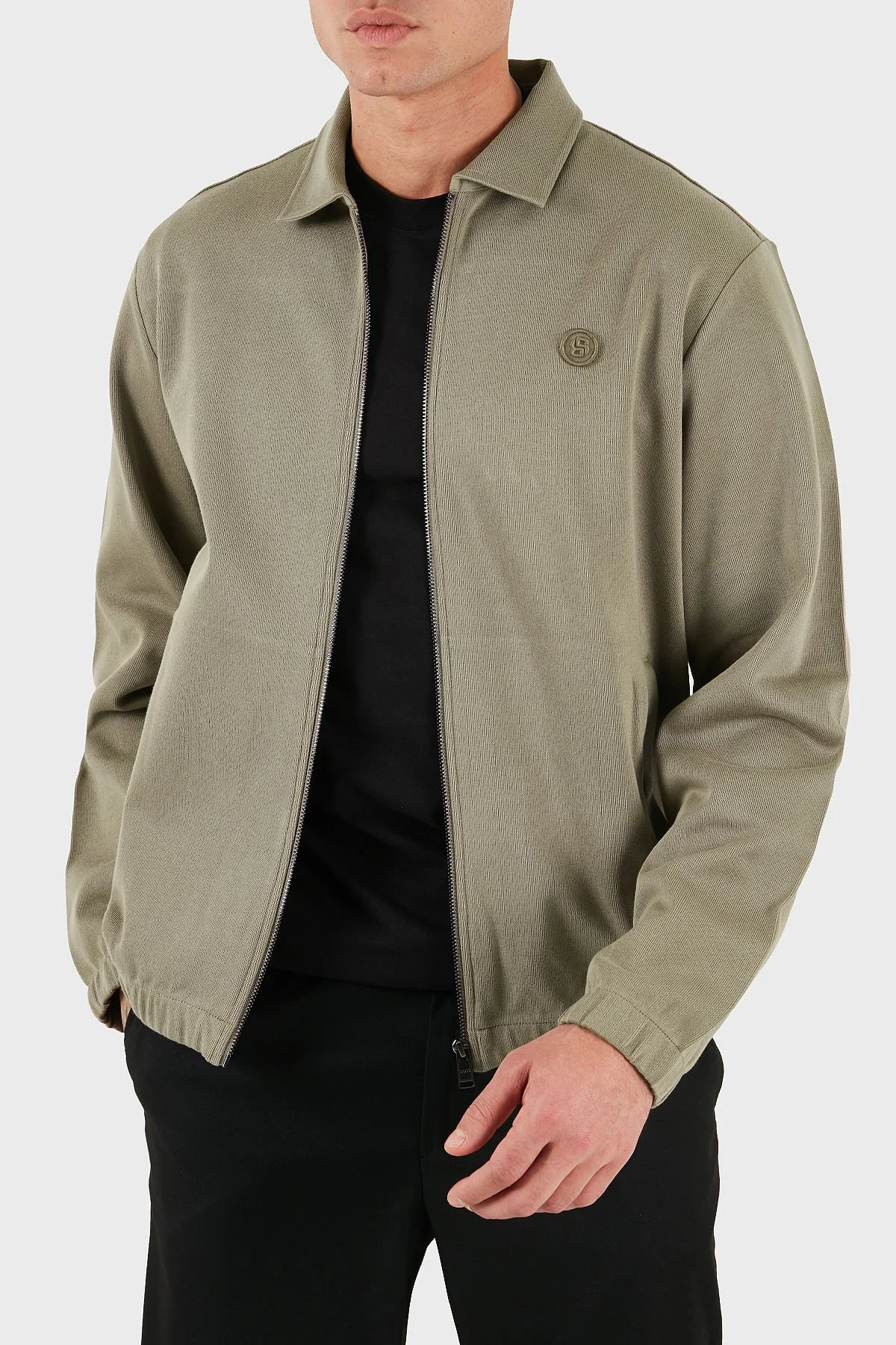 Boss Pamuklu Regular Fit Ceket Yaka Logolu Fermuarlı Erkek Sweat 50556971 245 HAKİ - 4