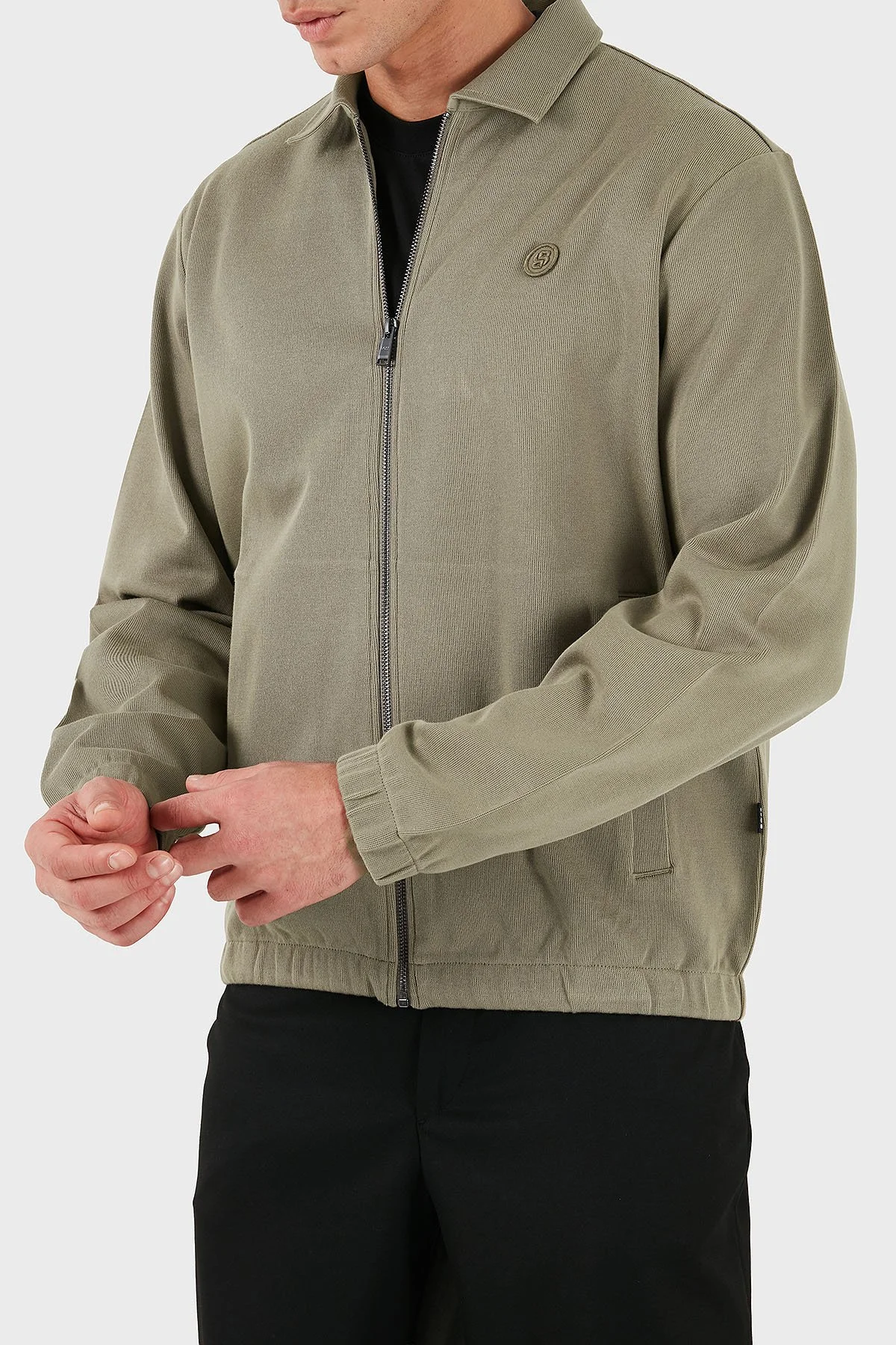 Boss Pamuklu Regular Fit Ceket Yaka Logolu Fermuarlı Erkek Sweat 50556971 245 HAKİ - 5