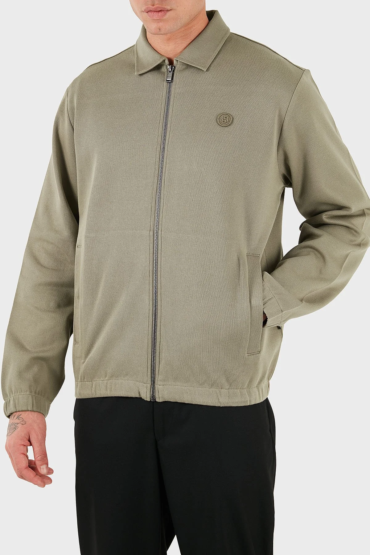 Boss Pamuklu Regular Fit Ceket Yaka Logolu Fermuarlı Erkek Sweat 50556971 245 HAKİ - 6