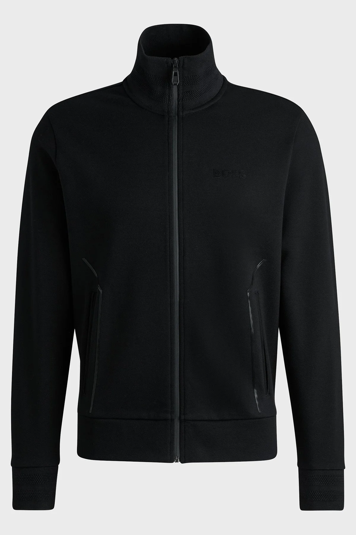 Boss Pamuklu Regular Fit Dik Yaka Fermuarlı Erkek Sweat 50523477 001 SİYAH - 5