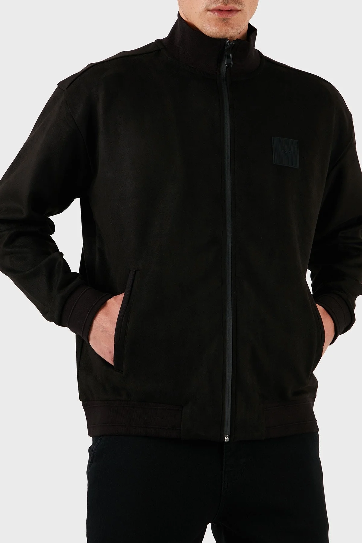 Boss Pamuklu Regular Fit Dik Yaka Fermuarlı Erkek Sweat 50531043 001 SİYAH - 1