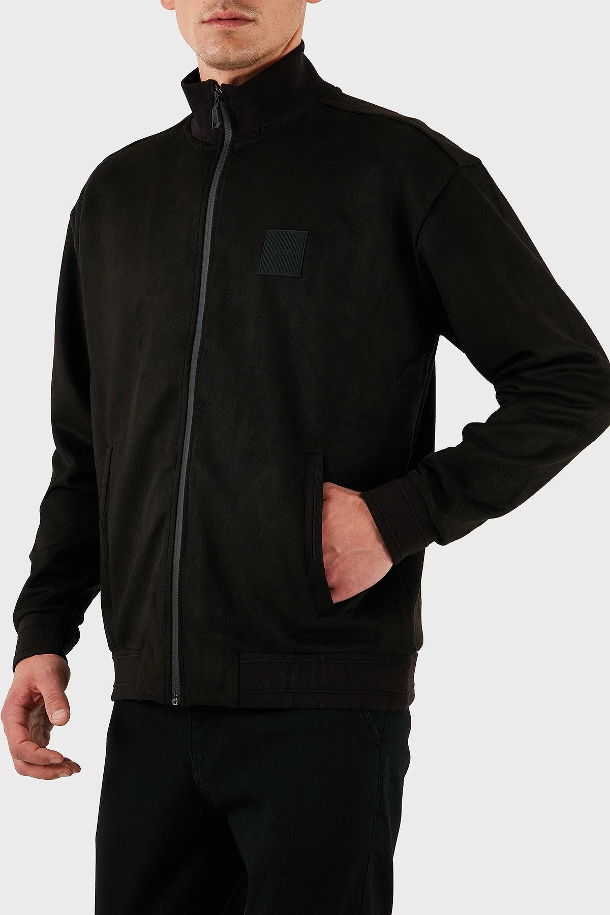 Boss Pamuklu Regular Fit Dik Yaka Fermuarlı Erkek Sweat 50531043 001 SİYAH - 4
