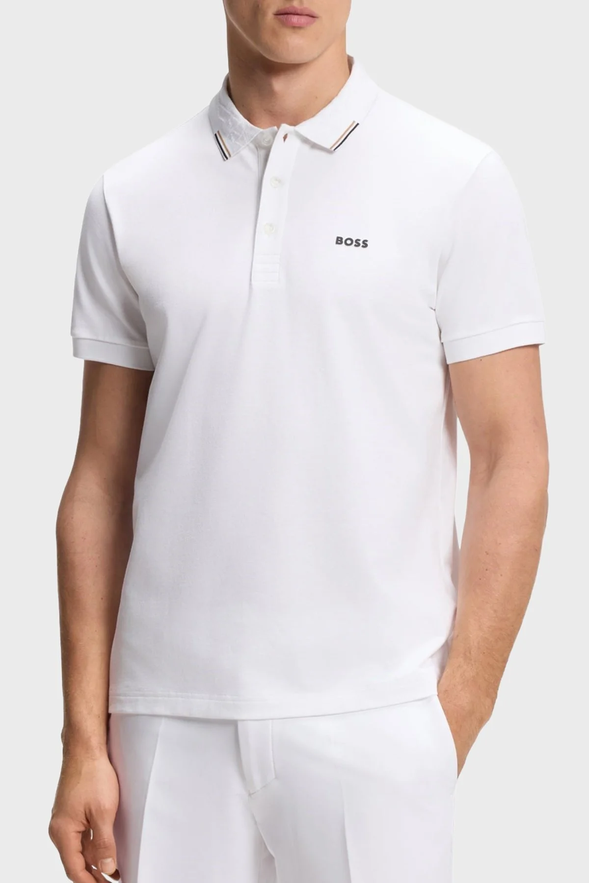Boss Pamuklu Regular Fit Düğmeli Erkek Polo 50564779 100 Beyaz - 1