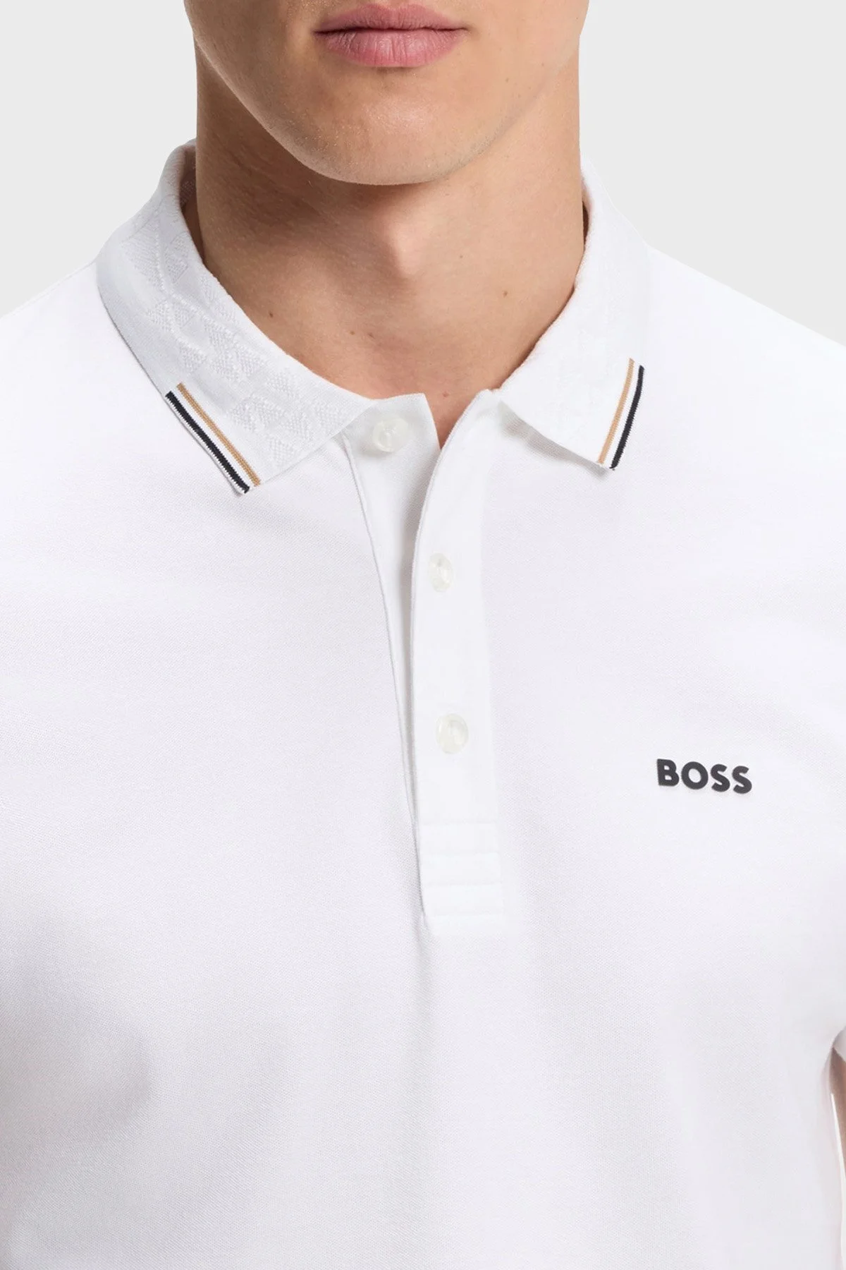 Boss Pamuklu Regular Fit Düğmeli Erkek Polo 50564779 100 Beyaz - 3