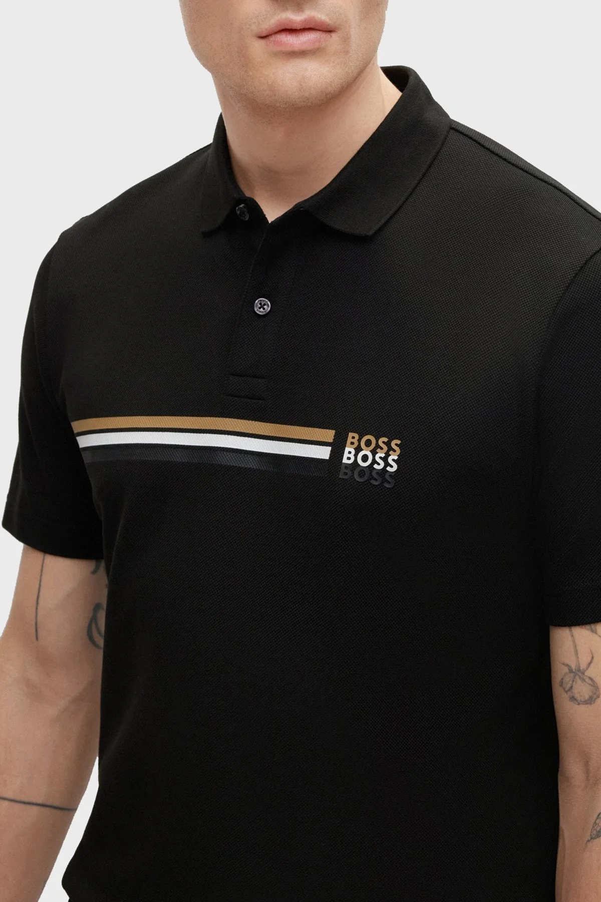 Boss Pamuklu Regular Fit Düğmeli Erkek Polo T Shirt 50488266 001 SİYAH - 3