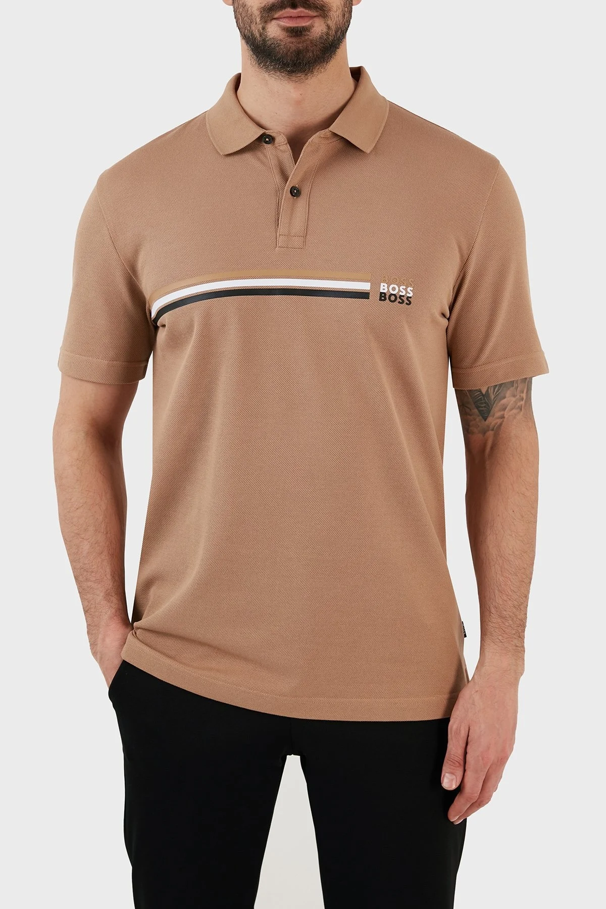 Boss Pamuklu Regular Fit Düğmeli Erkek Polo T Shirt 50488266 260 BEJ - 1