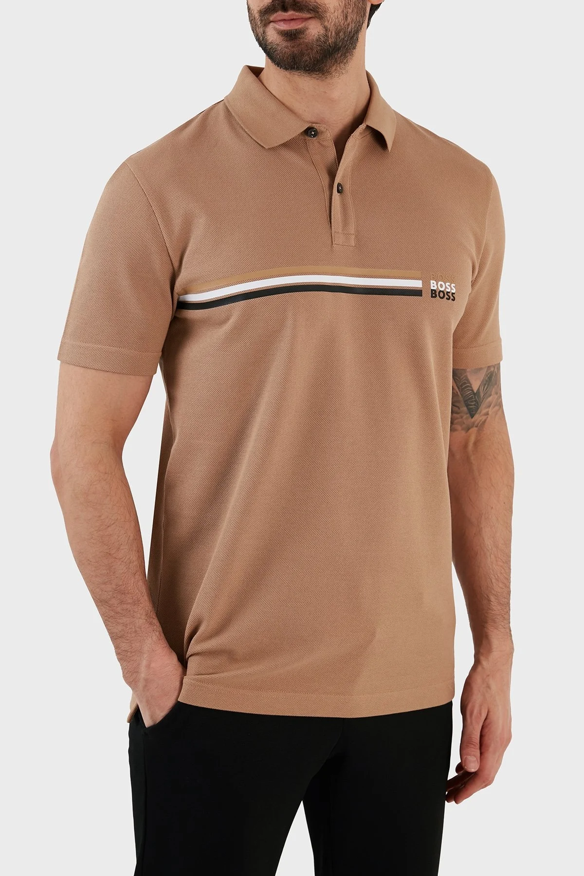 Boss Pamuklu Regular Fit Düğmeli Erkek Polo T Shirt 50488266 260 BEJ - 4