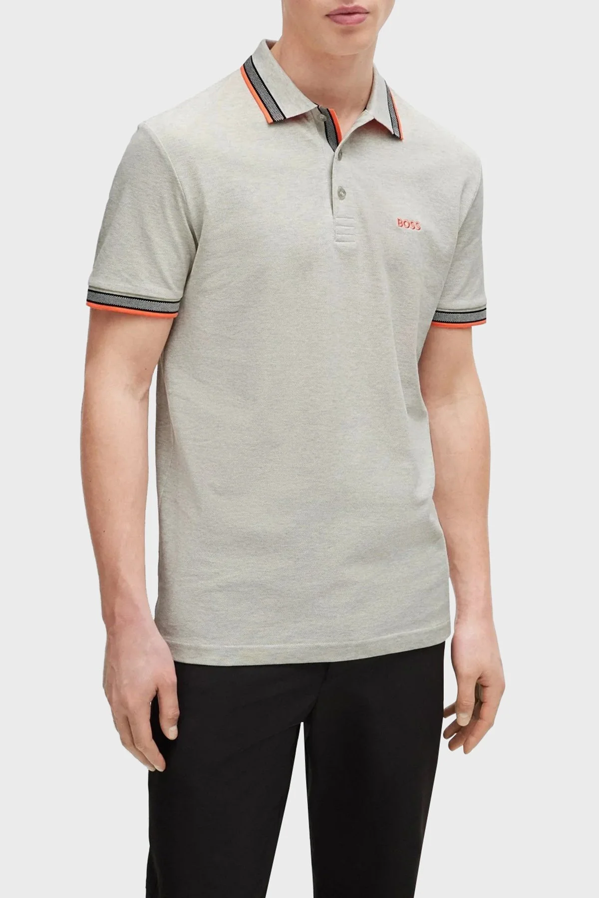 Boss Pamuklu Regular Fit Düğmeli Erkek Polo Yaka T Shirt 50469055 058 GRİ - 1