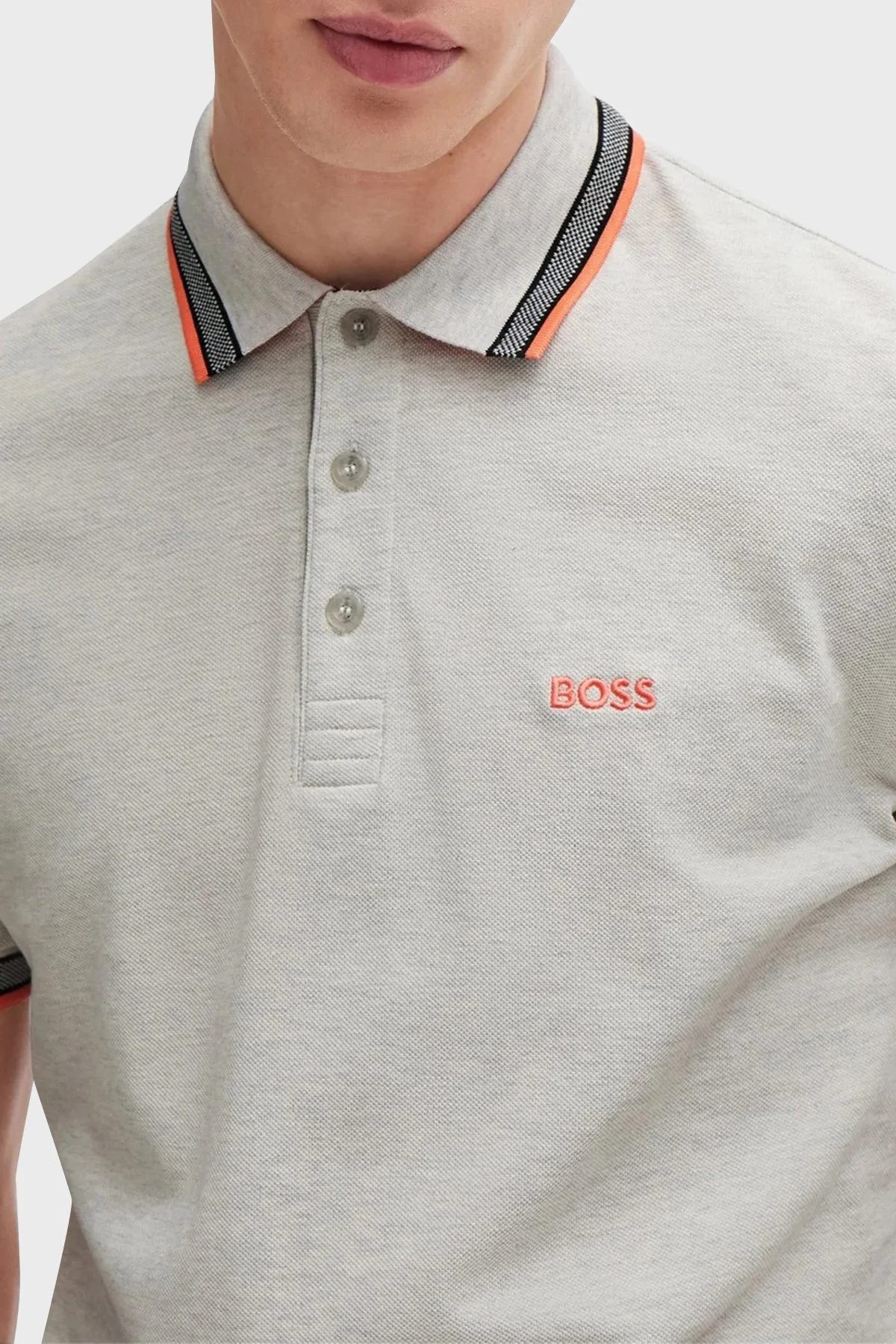 Boss Pamuklu Regular Fit Düğmeli Erkek Polo Yaka T Shirt 50469055 058 GRİ - 4
