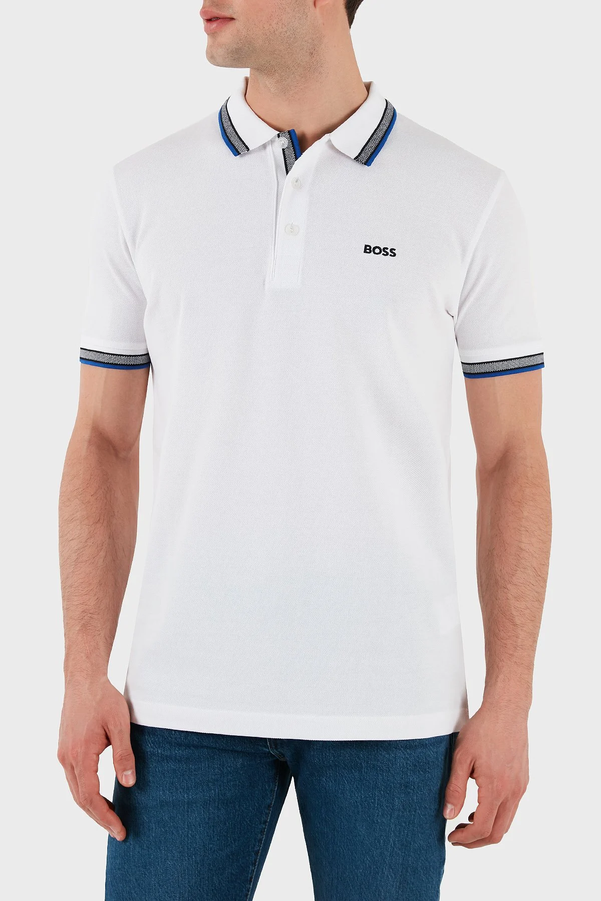 Boss Pamuklu Regular Fit Düğmeli Erkek Polo Yaka T Shirt 50469055 106 BEYAZ - 1