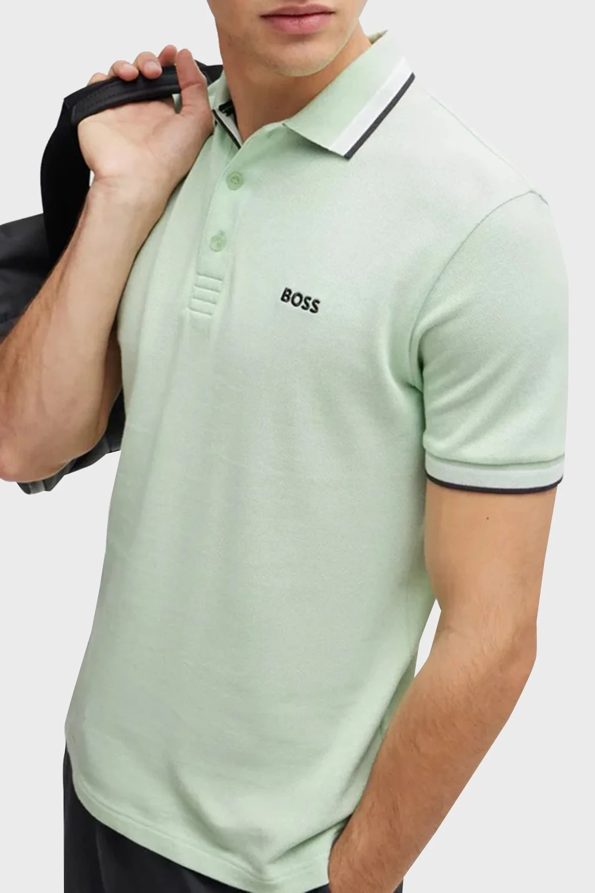 Boss Pamuklu Regular Fit Düğmeli Erkek Polo Yaka T Shirt 50469055 388 AÇIK YEŞİL - 9