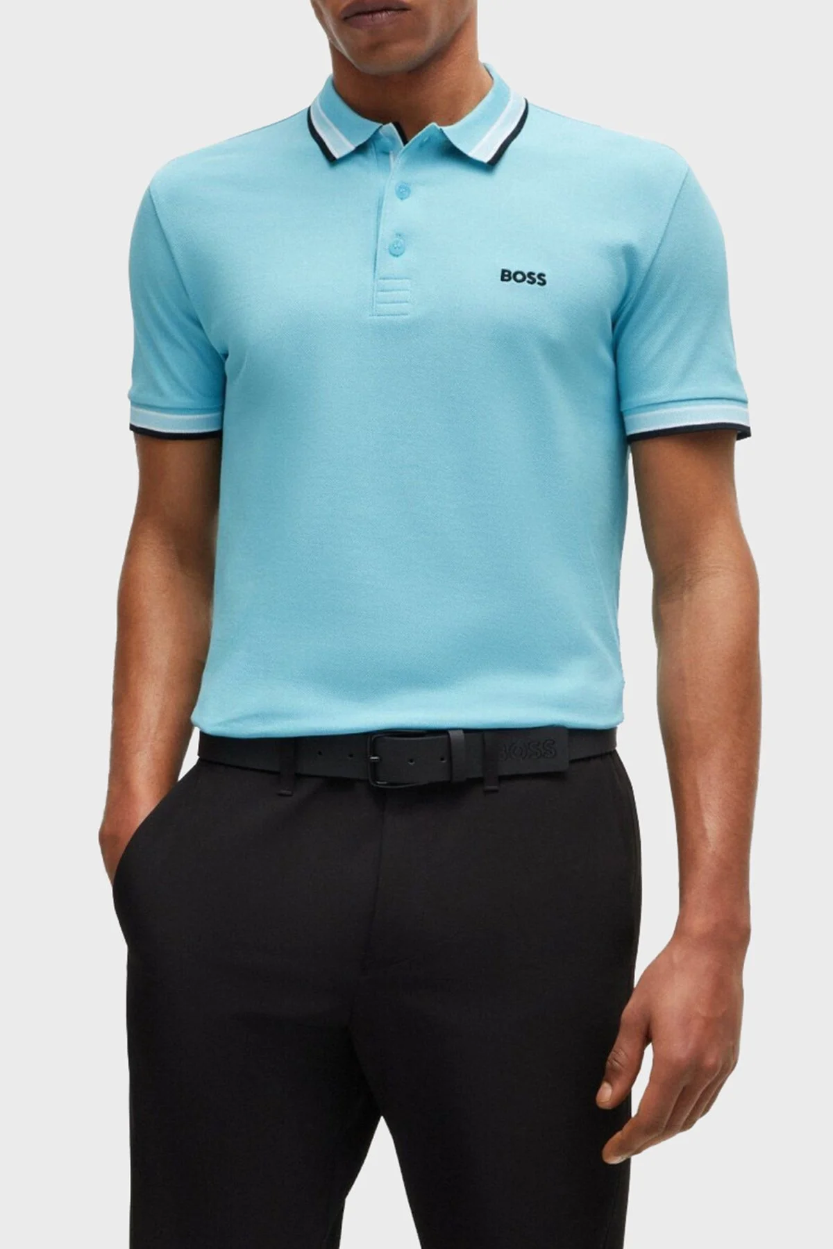 Boss Pamuklu Regular Fit Düğmeli Erkek Polo Yaka T Shirt 50469055 527 AÇIK MAVİ - 1