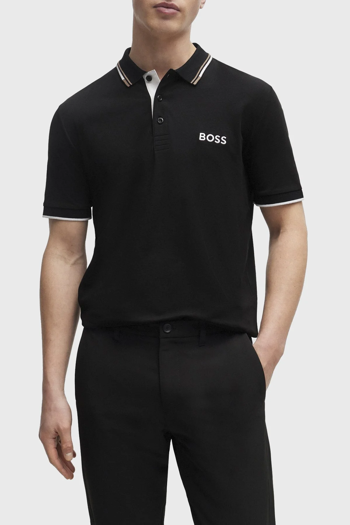 Boss Pamuklu Regular Fit Düğmeli Erkek Polo Yaka T Shirt 50469102 002 SİYAH - 1