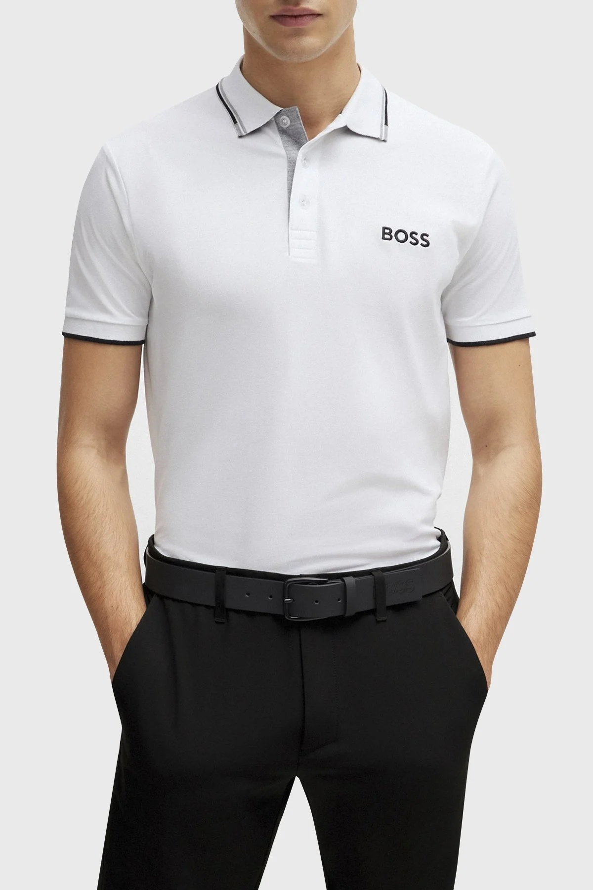 Boss Pamuklu Regular Fit Düğmeli Erkek Polo Yaka T Shirt 50469102 100 BEYAZ - 1