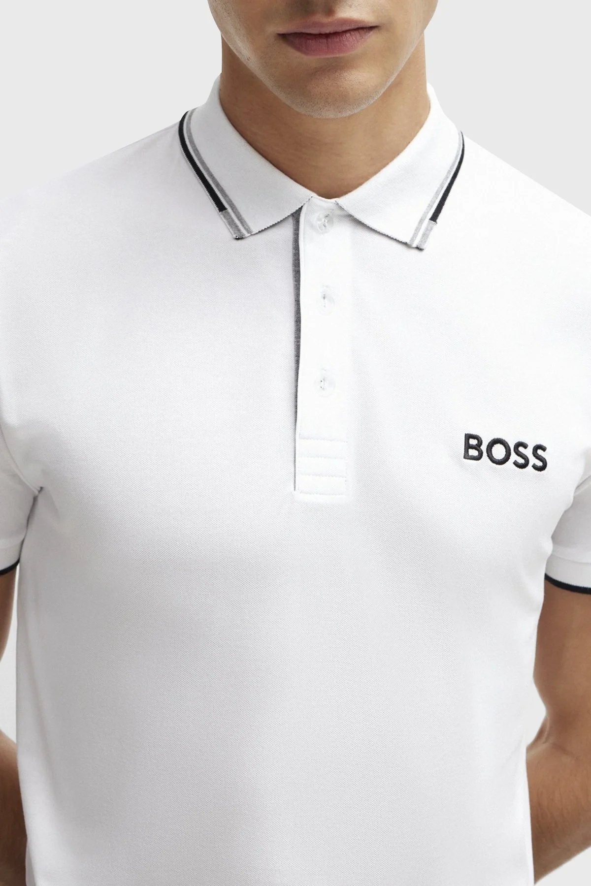Boss Pamuklu Regular Fit Düğmeli Erkek Polo Yaka T Shirt 50469102 100 BEYAZ - 3