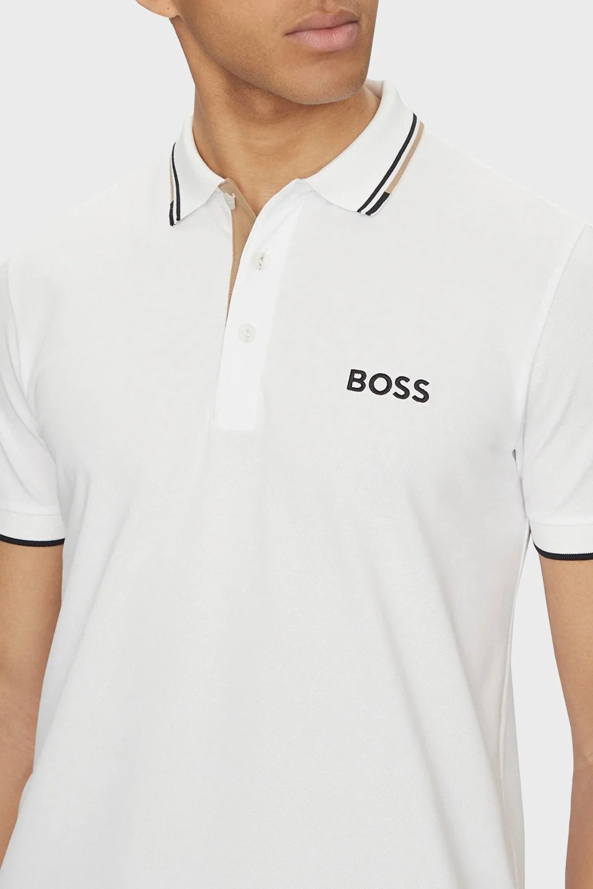 Boss Pamuklu Regular Fit Düğmeli Erkek Polo Yaka T Shirt 50469102 103 BEYAZ - 9