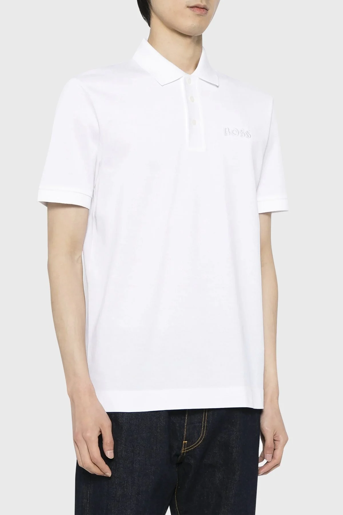 Boss Pamuklu Regular Fit Düğmeli Erkek Polo Yaka T Shirt 50504558 100 BEYAZ - 1