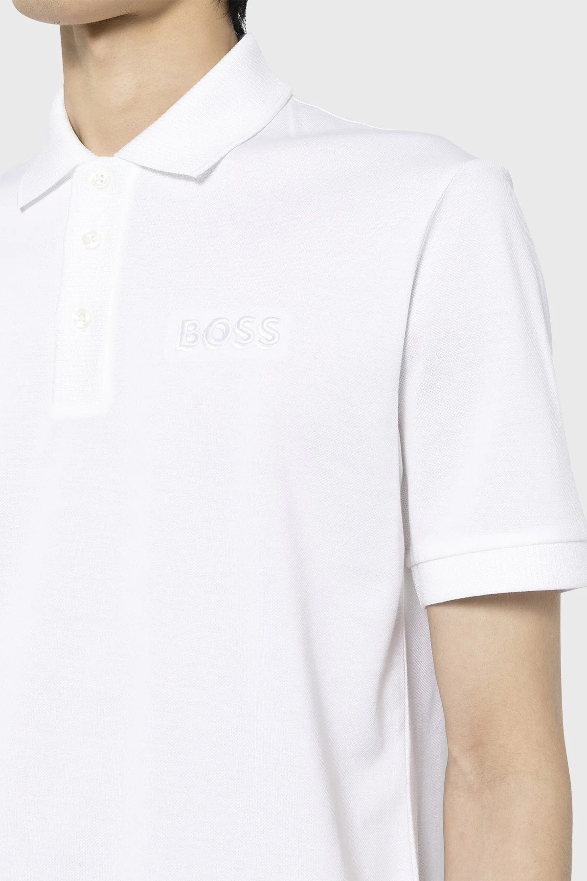 Boss Pamuklu Regular Fit Düğmeli Erkek Polo Yaka T Shirt 50504558 100 BEYAZ - 3