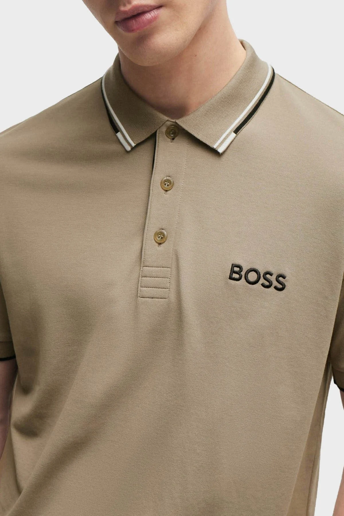 Boss Pamuklu Regular Fit Düğmeli Polo T Shirt Erkek Polo Yaka T Shirt 50469102 334 HAKİ - 3