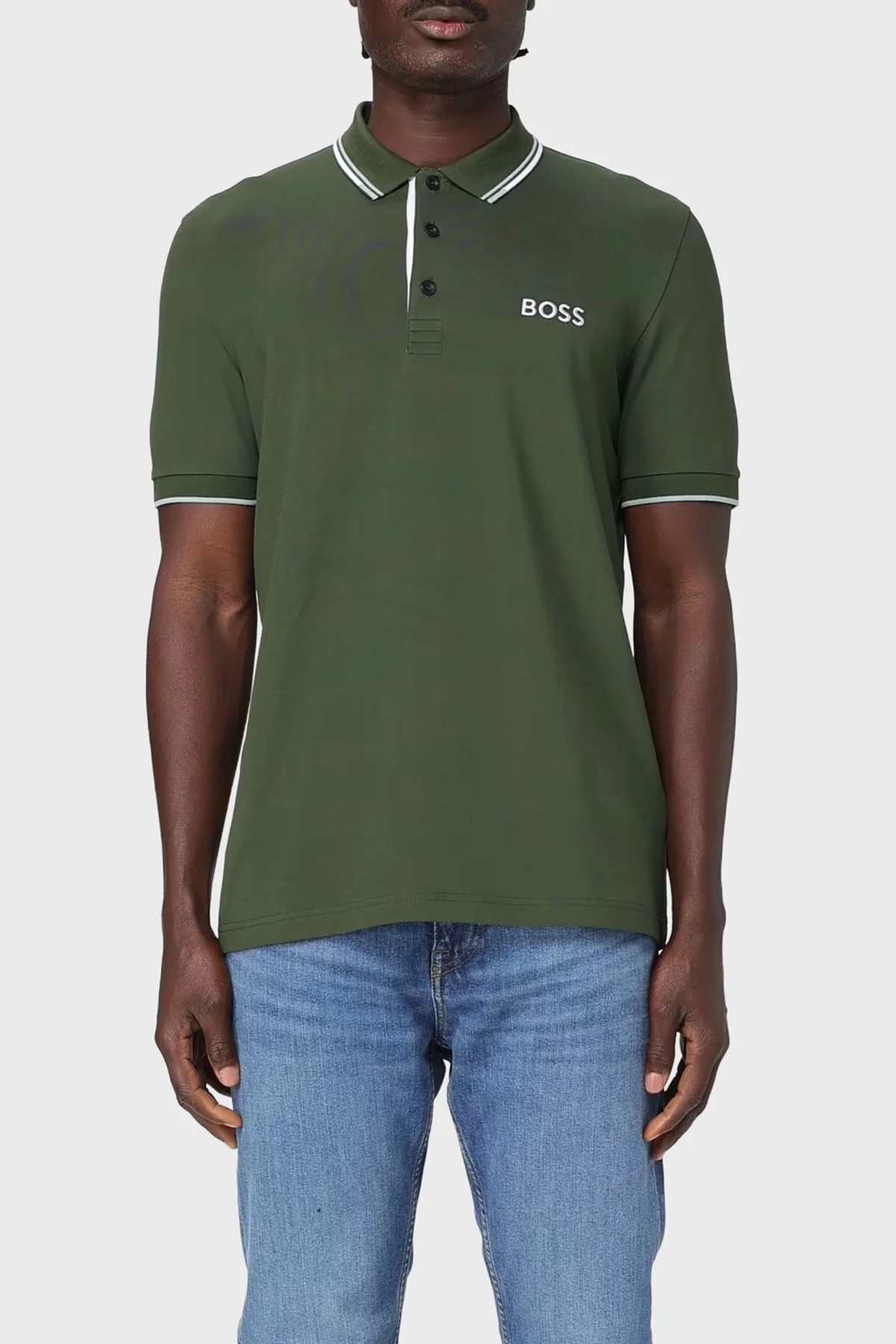 Boss Pamuklu Regular Fit Düğmeli Polo T Shirt Erkek Polo Yaka T Shirt 50469102 355 HAKİ - 1