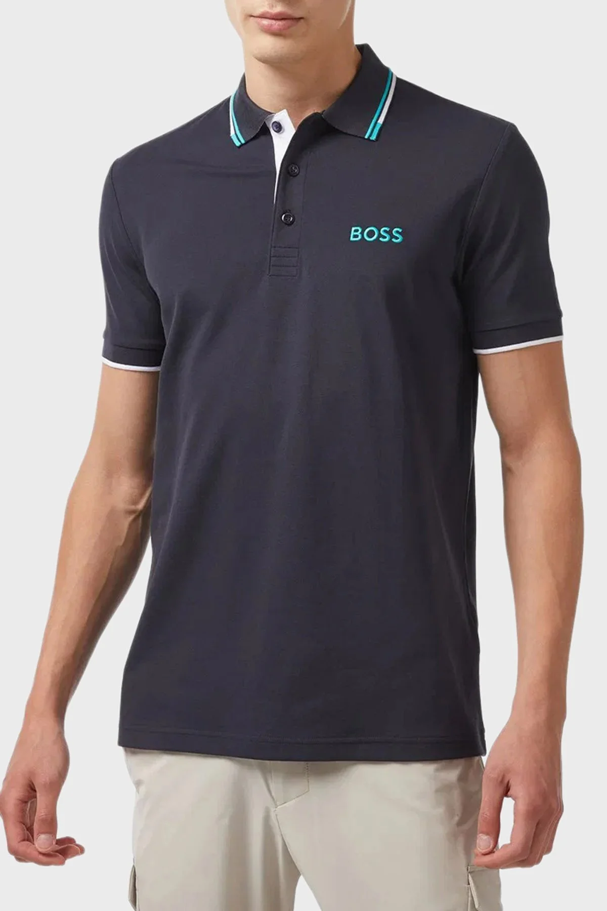 Boss Pamuklu Regular Fit Düğmeli Polo T Shirt Erkek Polo Yaka T Shirt 50469102 403 LACİVERT - 1