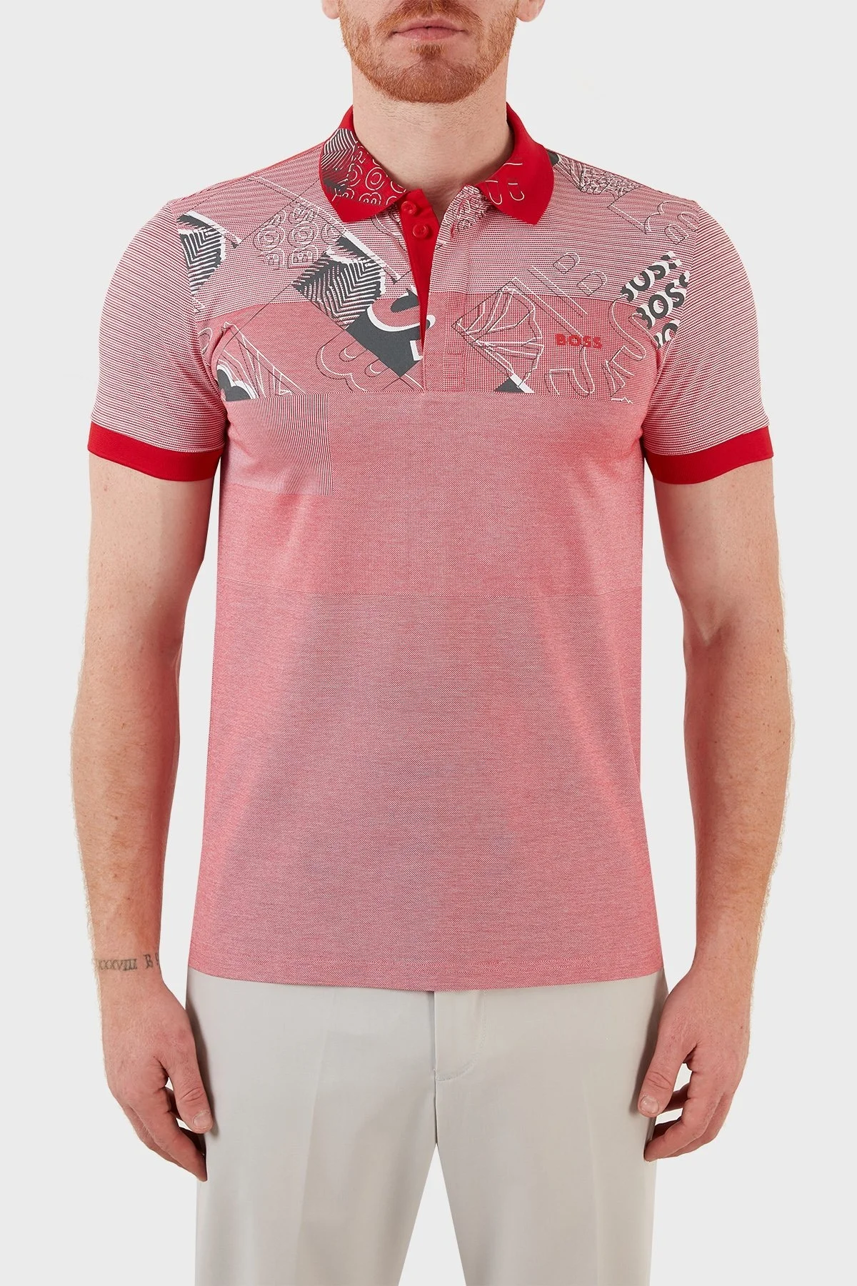 Boss Pamuklu Regular Fit Düğmeli T Shirt Erkek Polo 50466973 610 KIRMIZI - 1