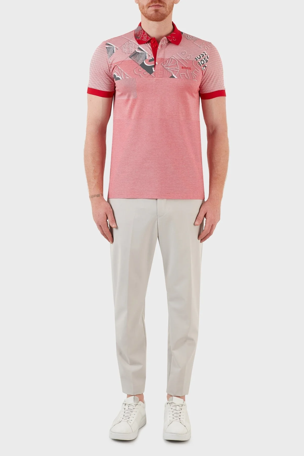 Boss Pamuklu Regular Fit Düğmeli T Shirt Erkek Polo 50466973 610 KIRMIZI - 5