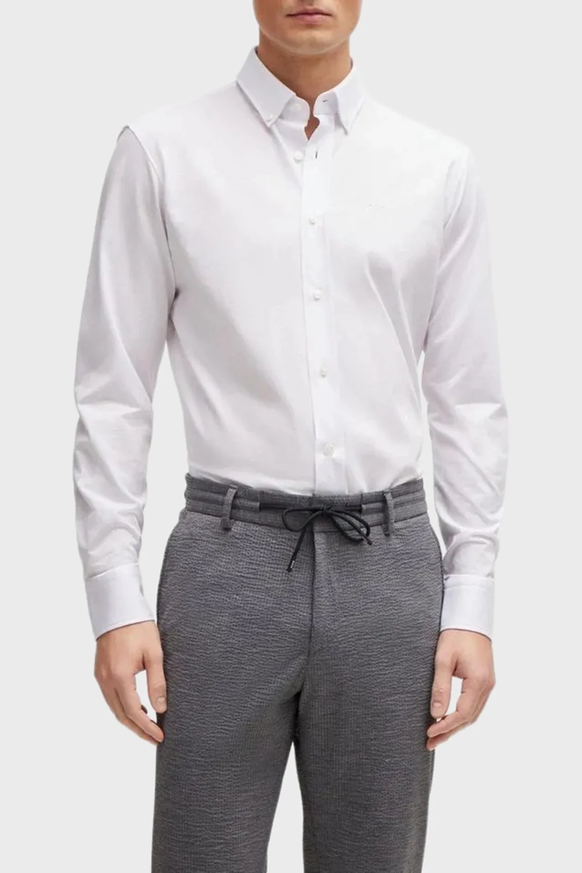 Boss Pamuklu Regular Fit Düğmeli Yaka Casual Erkek Gömlek 50469378 100 BEYAZ - 1