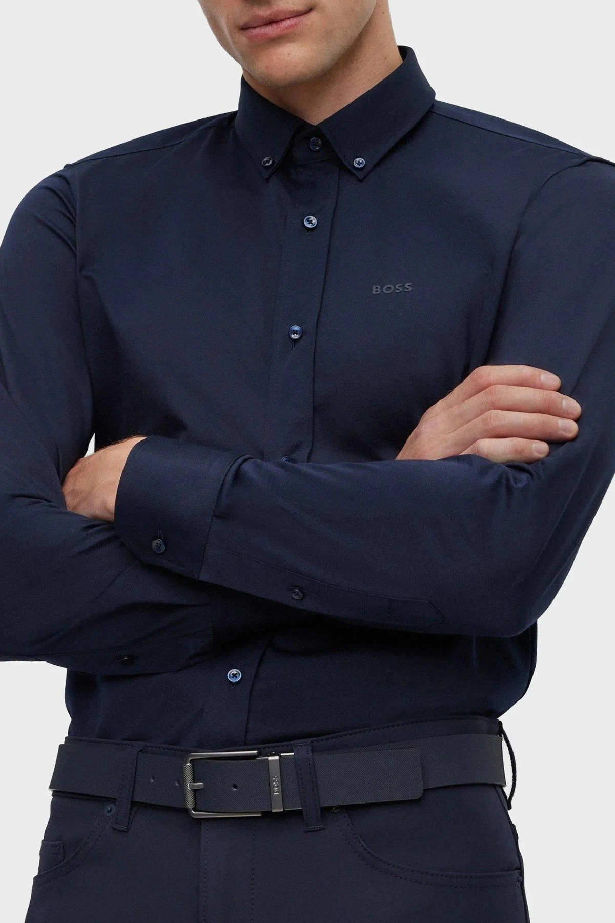 Boss Pamuklu Regular Fit Düğmeli Yaka Casual Erkek Gömlek 50469378 410 LACİVERT - 4