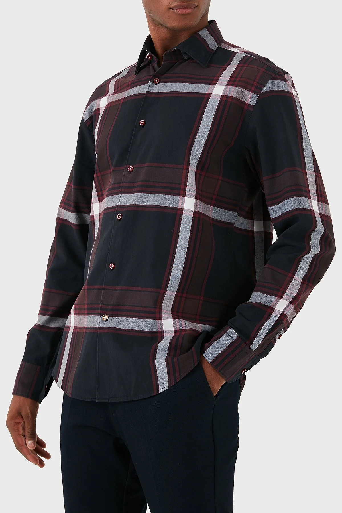 Boss Pamuklu Regular Fit Ekoseli Erkek Gömlek 50520153 605 SİYAH-BEYAZ-KIRMIZI - 4