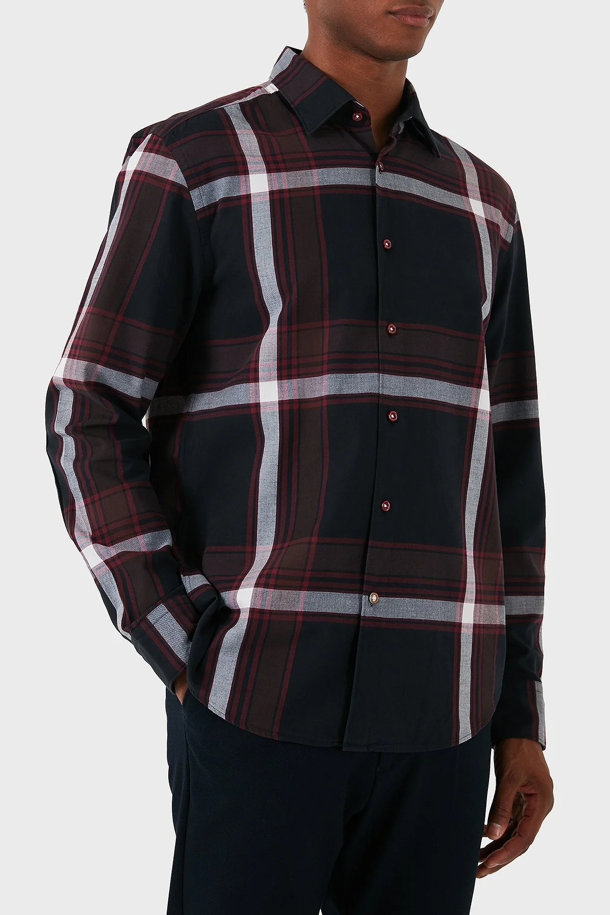 Boss Pamuklu Regular Fit Ekoseli Erkek Gömlek 50520153 605 SİYAH-BEYAZ-KIRMIZI - 18