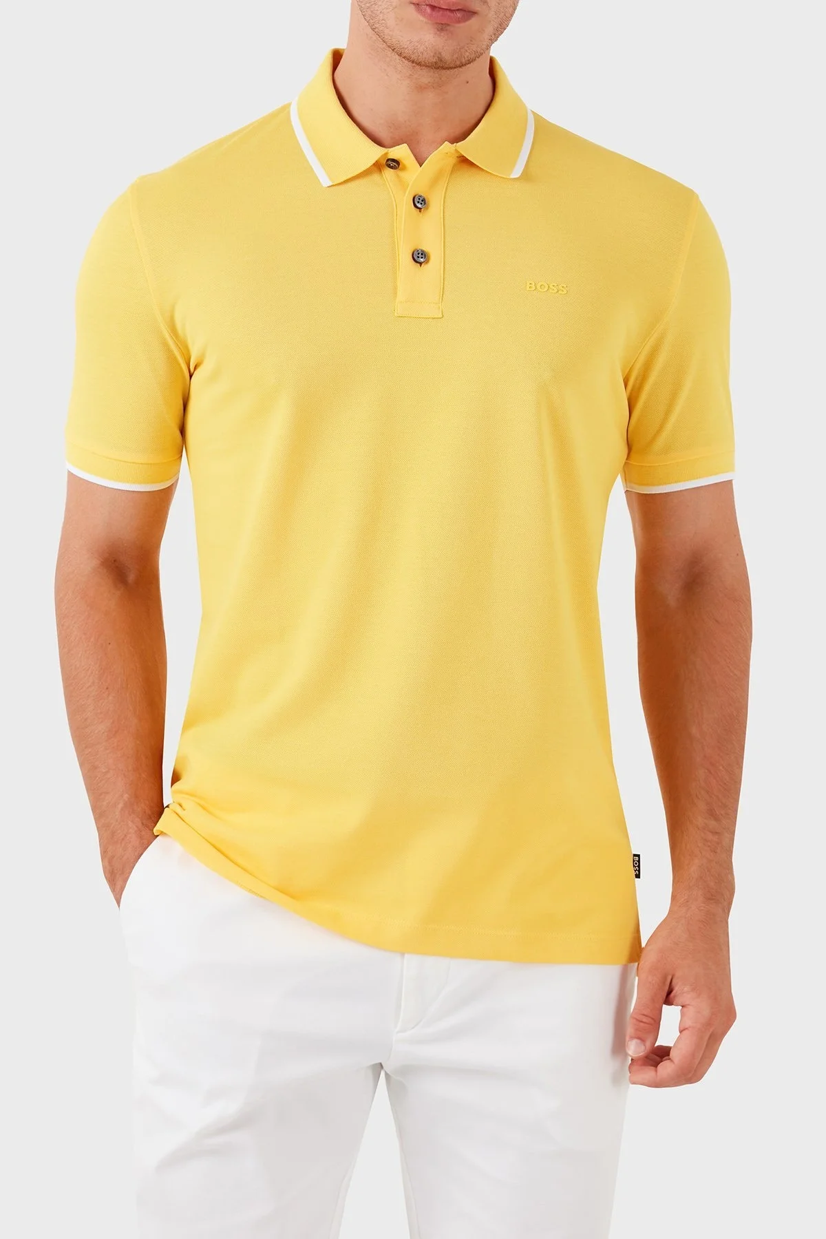 Boss Pamuklu Regular Fit Erkek Polo Yaka T Shirt 50494697 755 SARI - 2