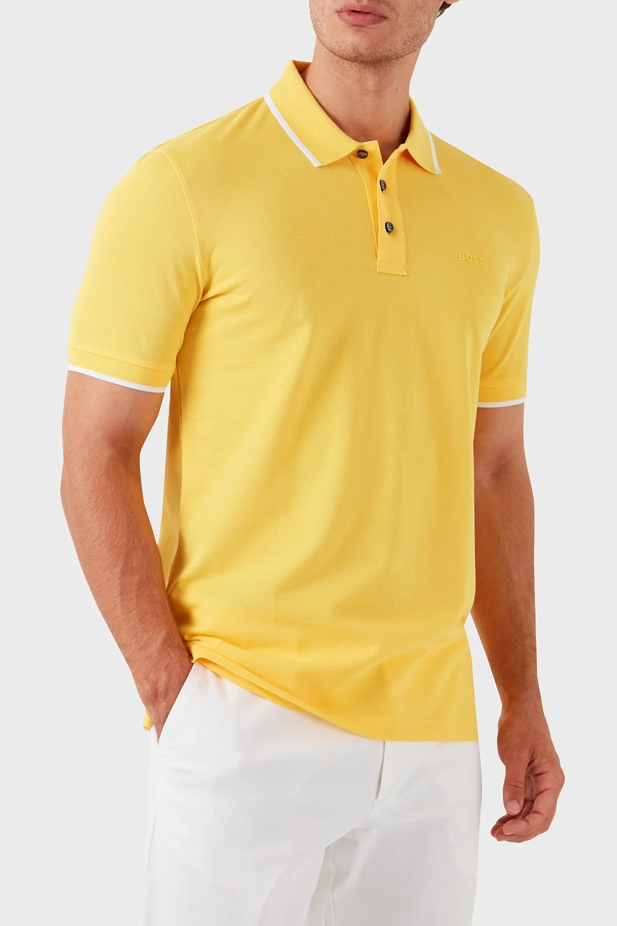 Boss Pamuklu Regular Fit Erkek Polo Yaka T Shirt 50494697 755 SARI - 4
