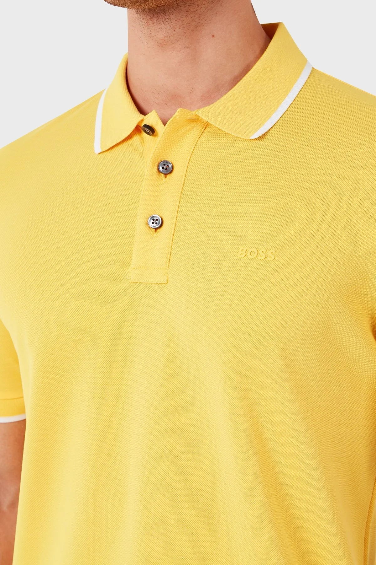 Boss Pamuklu Regular Fit Erkek Polo Yaka T Shirt 50494697 755 SARI - 5