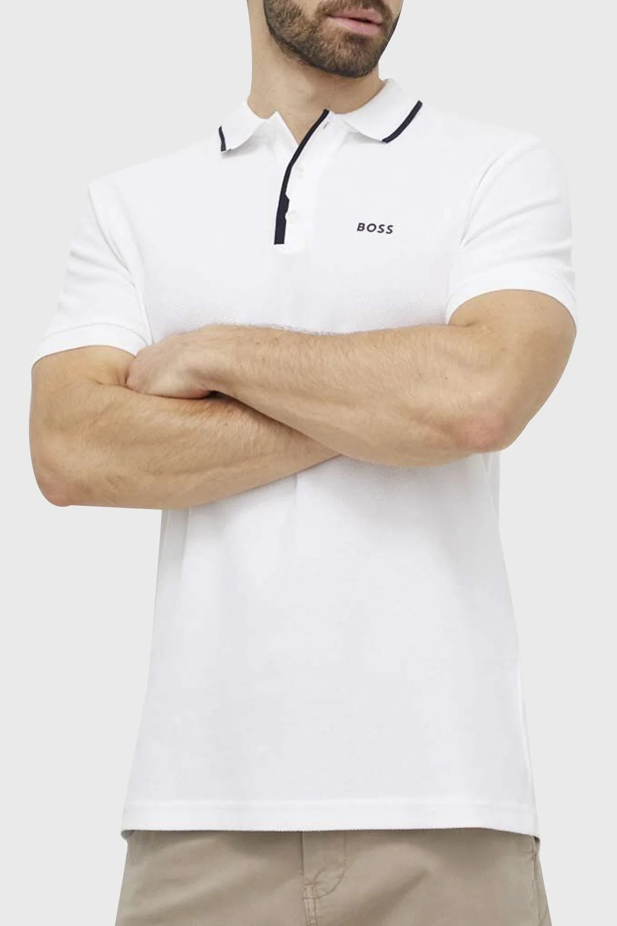 Boss Pamuklu Regular Fit Erkek Polo Yaka T Shirt 50512742 100 BEYAZ - 1