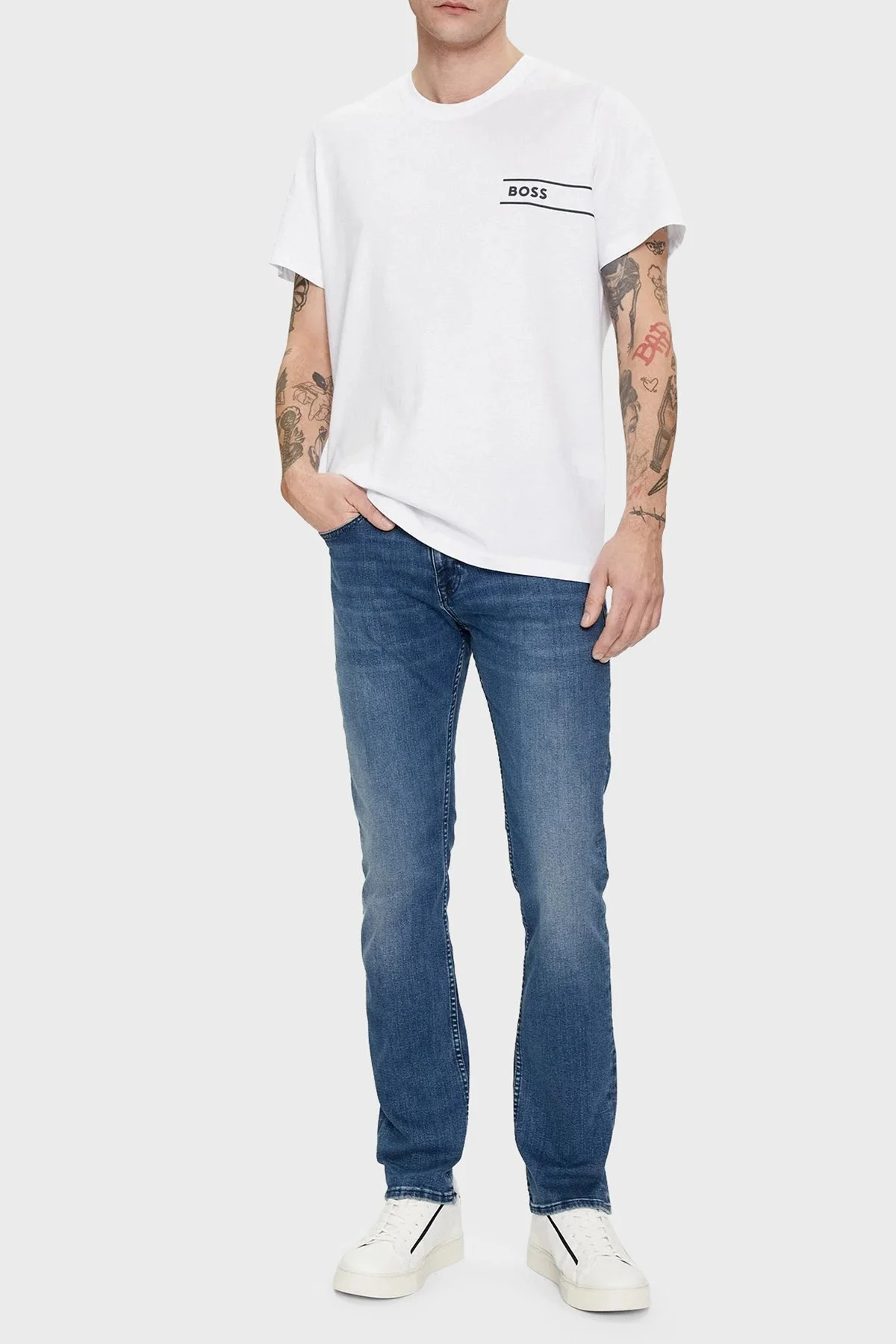 Boss Pamuklu Regular Fit Erkek T Shirt 50514914 100 BEYAZ - 3