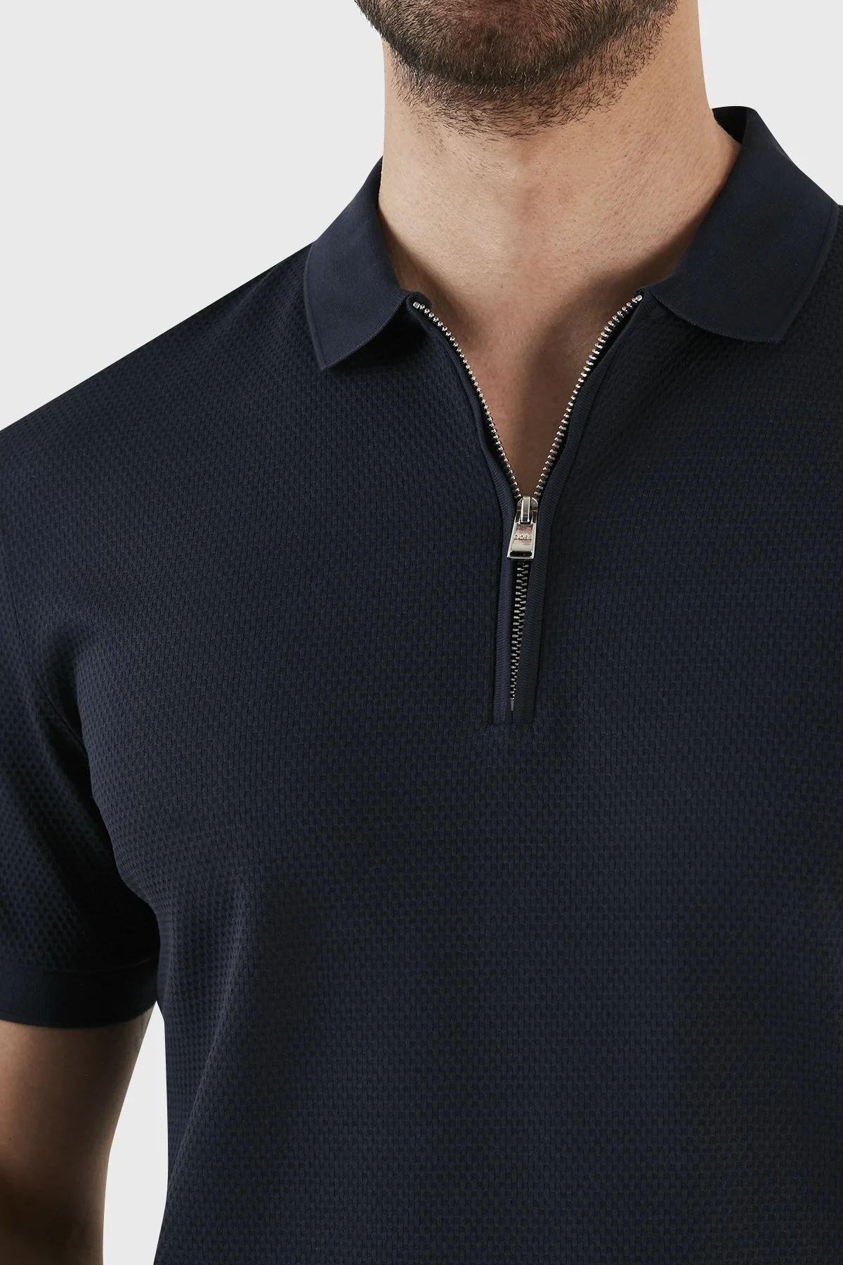 Boss Pamuklu Regular Fit Fermuarlı Erkek Polo T Shirt 50491409 404 LACİVERT - 4